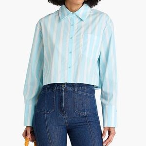 ALICE + OLIVIA: CROPPED BUTTON-DOWN